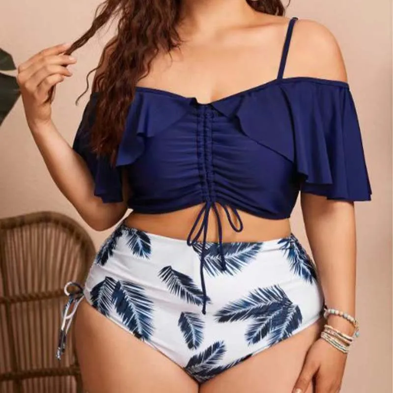 

Bikini Set Plus Size Swimwear Women 2024 Big Size Bath Suits Ruffle Two-Piece Swimsuit Woman Tankini Beach Wear Monokini Swim