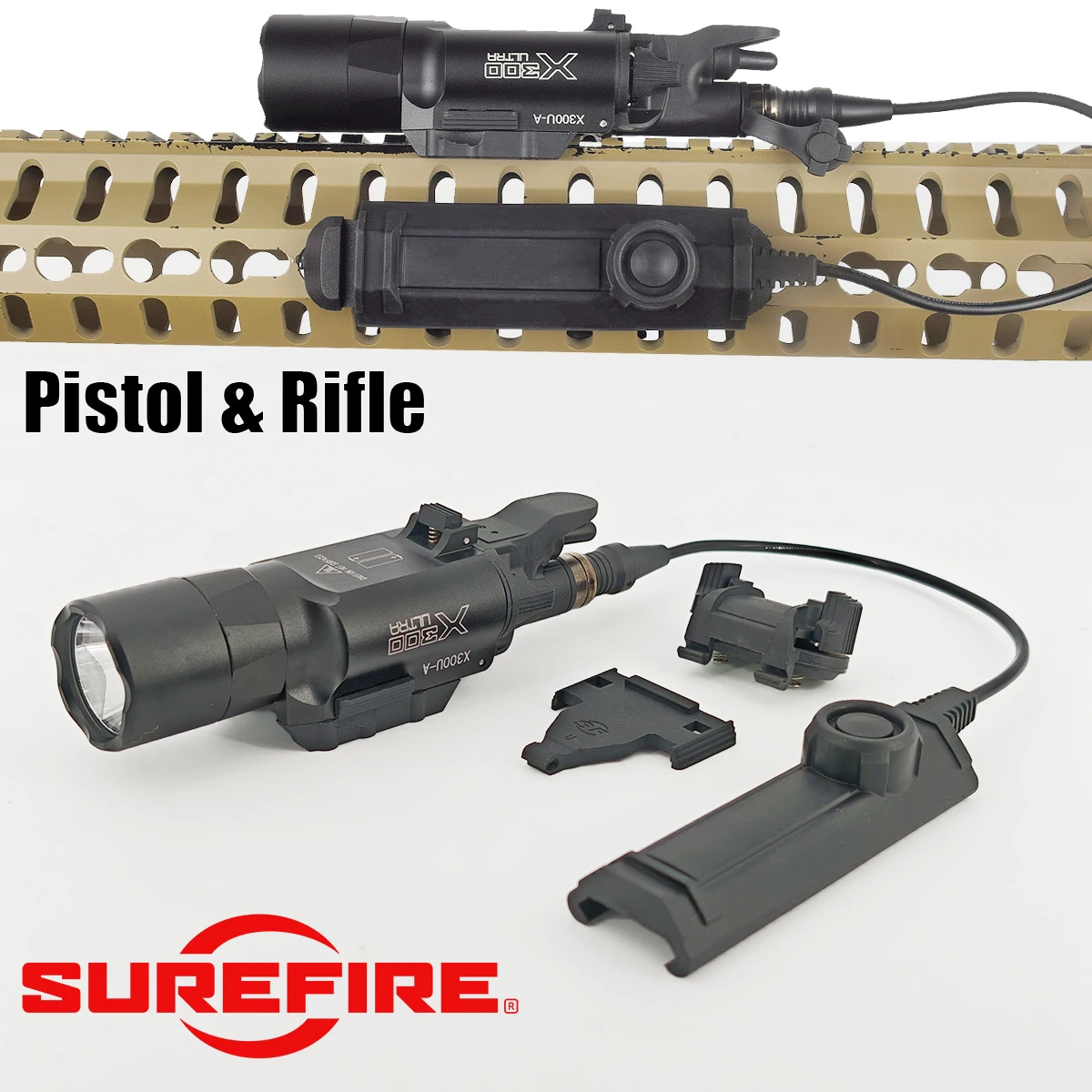 

Тактический фонарь Surefire X300 X300U для страйкбольных винтовок, ультралегкий, с постоянным и мгновенным режимами, с дистанционным двойным функциональным переключателем