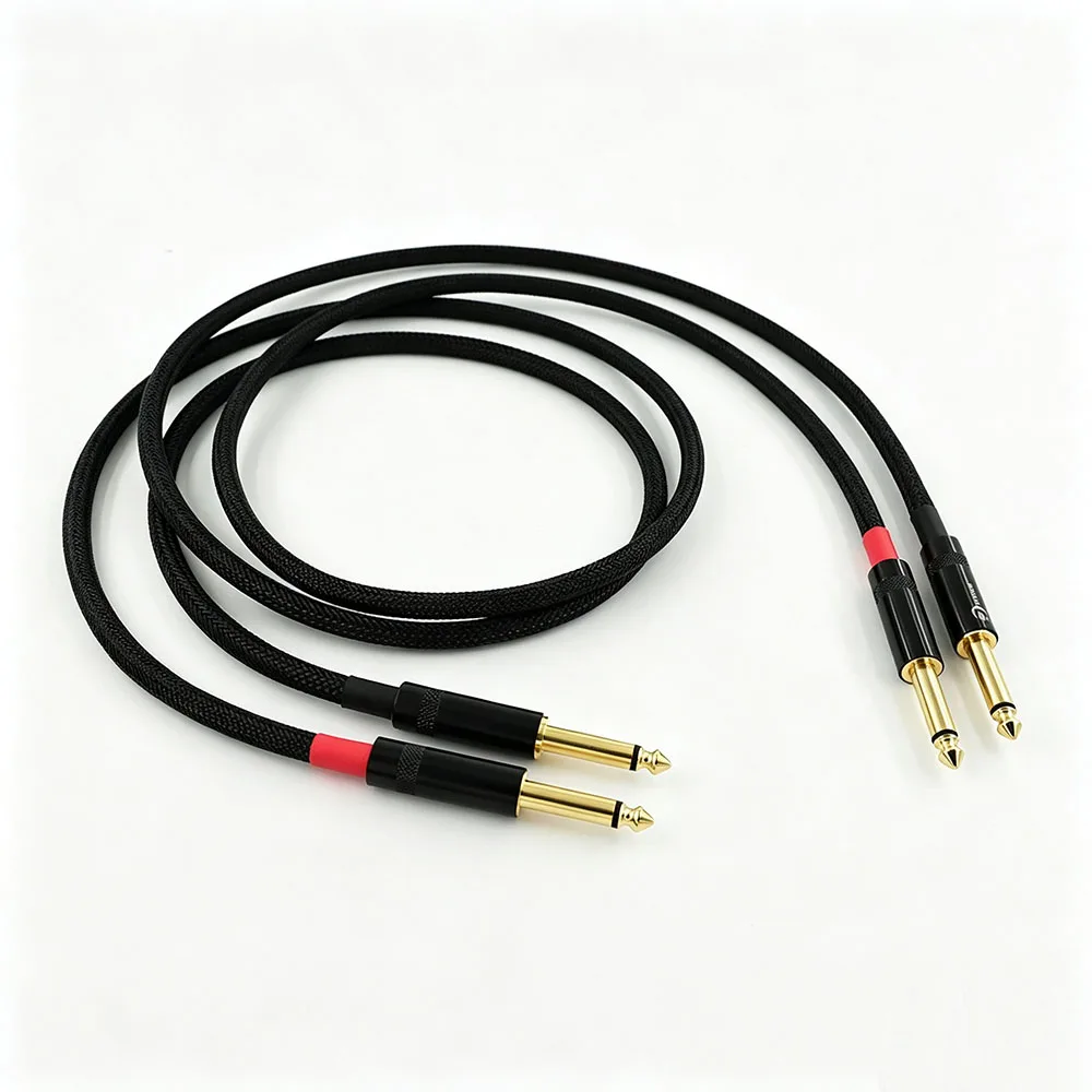 audio cable 6.35 large two-core signal cable/gold-plated 6.5 large two-core plug TS/4N oxygen-free copper