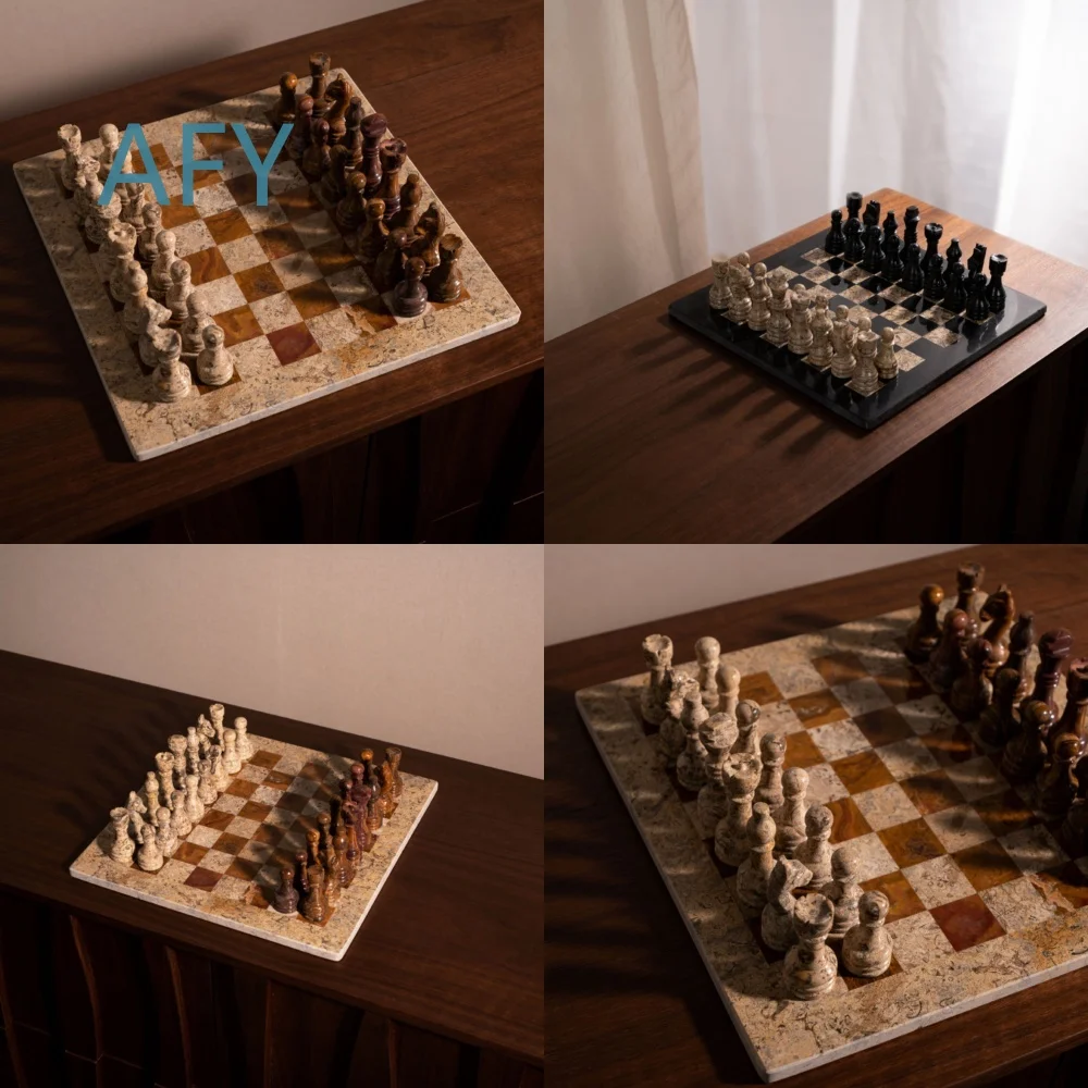 Natural Jade Chess Board for Vintage Style Home Decor Handmade Display Piece for Living Room Study Desk Grid Pattern Chess
