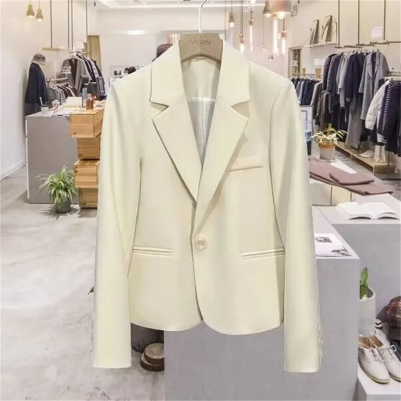 

Elegant Office Lady Blazers Women 2025 Fashion Long Sleeve Single Button Short Blazer Coats Female Top Suit Jackets Outerwears