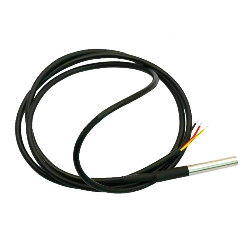 1M 2M 2.5M 3M DS18B20 Waterproof Digital Temperature Probe Temperature Sensor Stainless Steel Probe 1/2/2.5/3Meters Cable