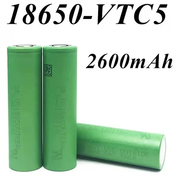 100% Original. Lithium Rechargeable Battery. 3.7V.2500mAh. High Discharge. 18650.VTC5。 Discharge 25A. Stable And Reliable..