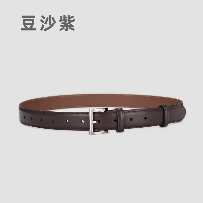Genuine leather belt for women, jeans belt, versatile decorative thin belt, simple and fashionable with coat, black trouser belt