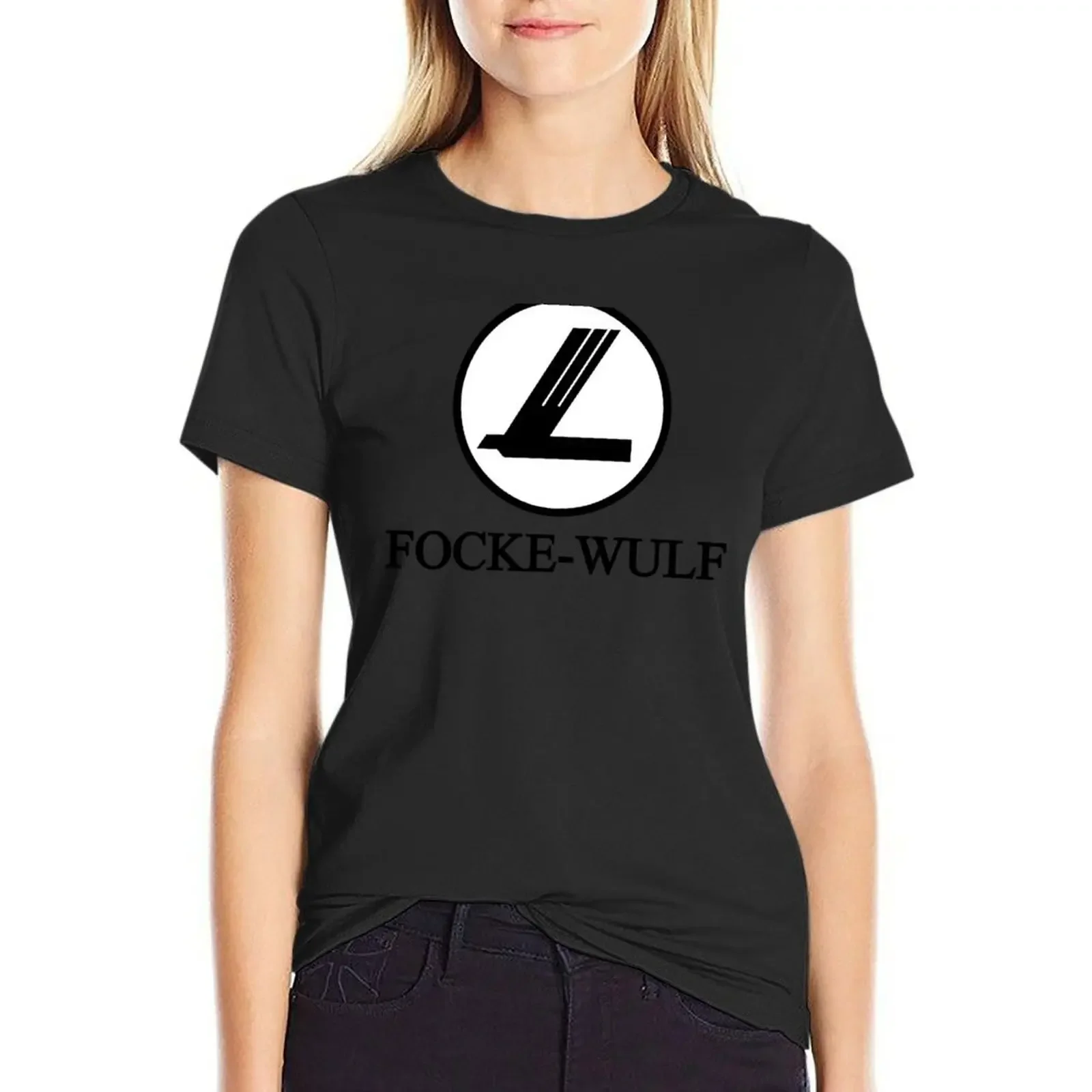 

Focke-Wulf Aircraft Logo (Black) T-Shirt blanks plus size tops hippie clothes cute tops workout shirts for Women loose fit