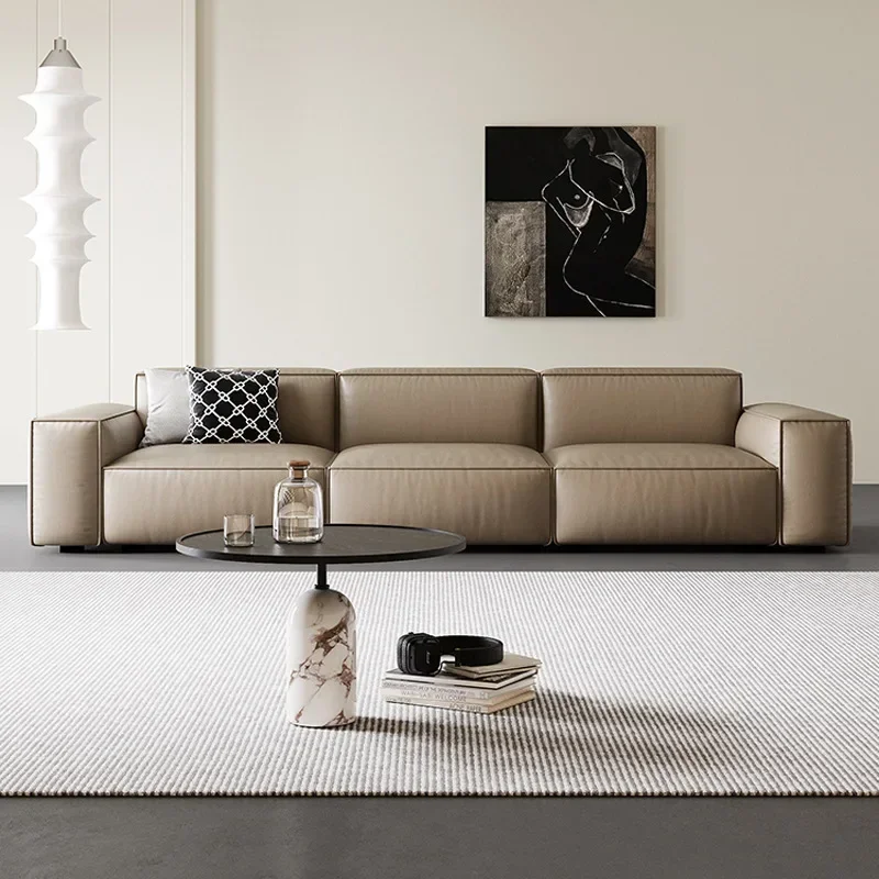 Leather sofa Italian minimalist first layer cowhide