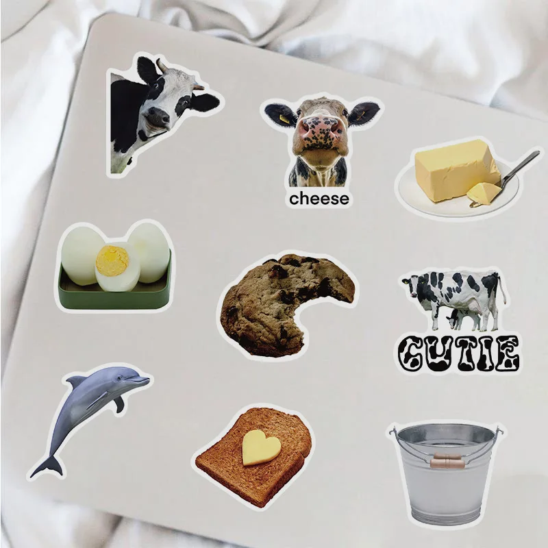 50PCS Cartoon cheese Cow Butter Stickers Personalized Decoration Luggage and Notebook Waterproof