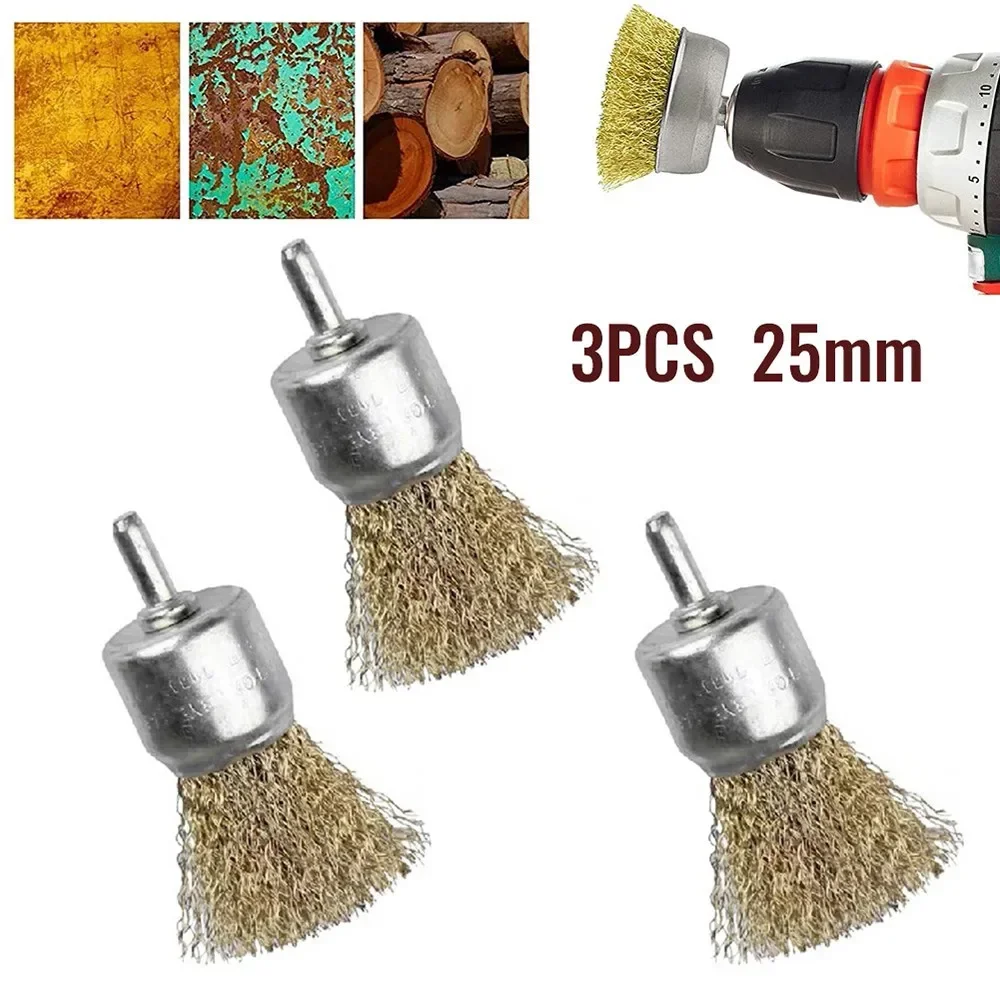 Hot Sale Practical Brass Wire Brush End Wire Brushes For Drill Rust Removal Tool Wheel 3pcs Crimp Cup Set Rotary