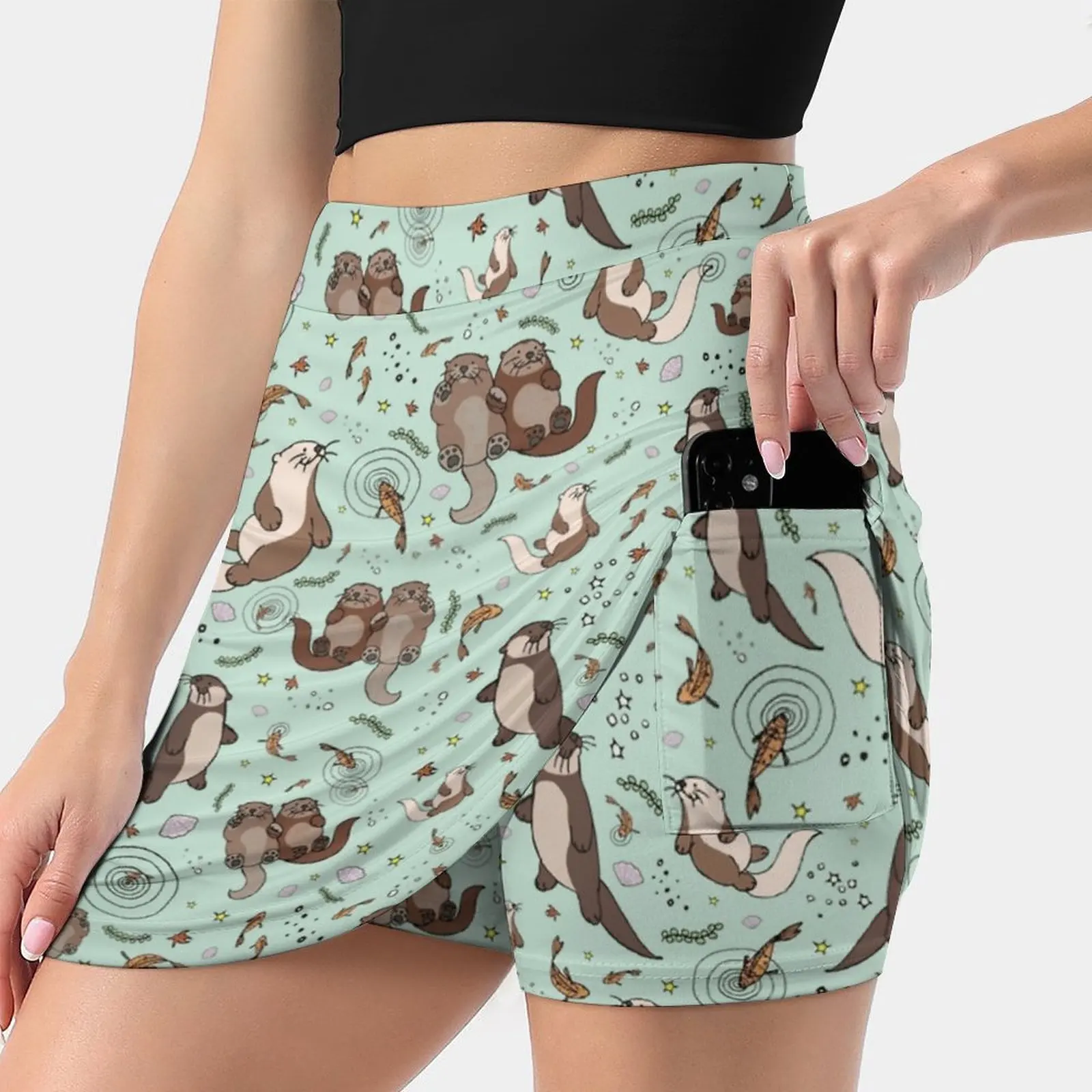 Otters In Blue Women's skirt Aesthetic skirts New Fashion Short Skirts Otter Otters Sea Otter Sea Otters Cute Otter Cute Sea