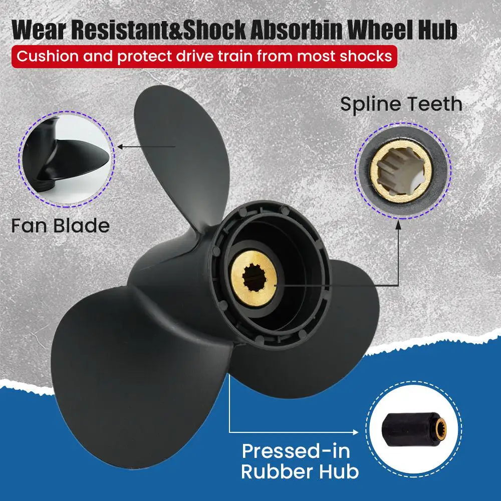 For Suzuki Outboard Propeller 9 1/4x11 10 Spline Boat Prop Aluminum for 8HP 9.9HP 15HP 20HP Marine Engine Screw Ship Parts