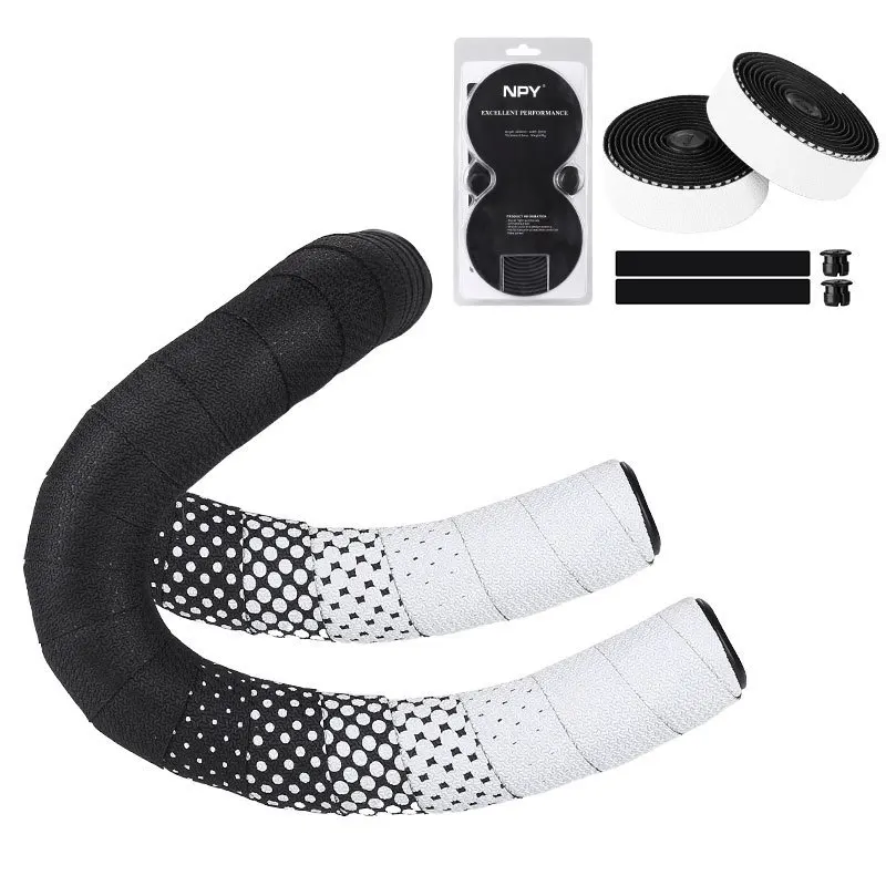 Bike Handlebar Tape with Mamba Pattern, Breathable Belt, PU Wear-Resistant, Non-slip Pattern, Road Bicycle Handlebar with Plug