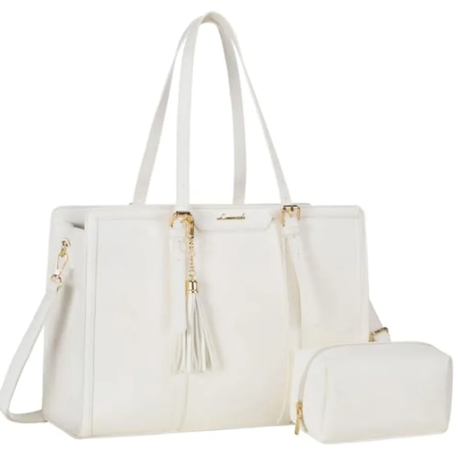 

Laptop Bag for Women Lightweight Leather Laptop Tote Bag, Large Capacity Computer bag with Clutch Purse for Busess, Work, Offic