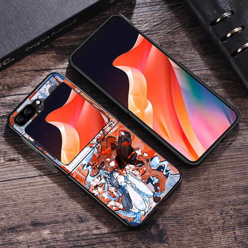 Black Matte Phone Case For Samsung Galaxy Z Flip6 Flip 6 5 4 3 Flip3 Flip4 Flip5 5G Comic MDZS Anime Art Hard Shell Cover image 5