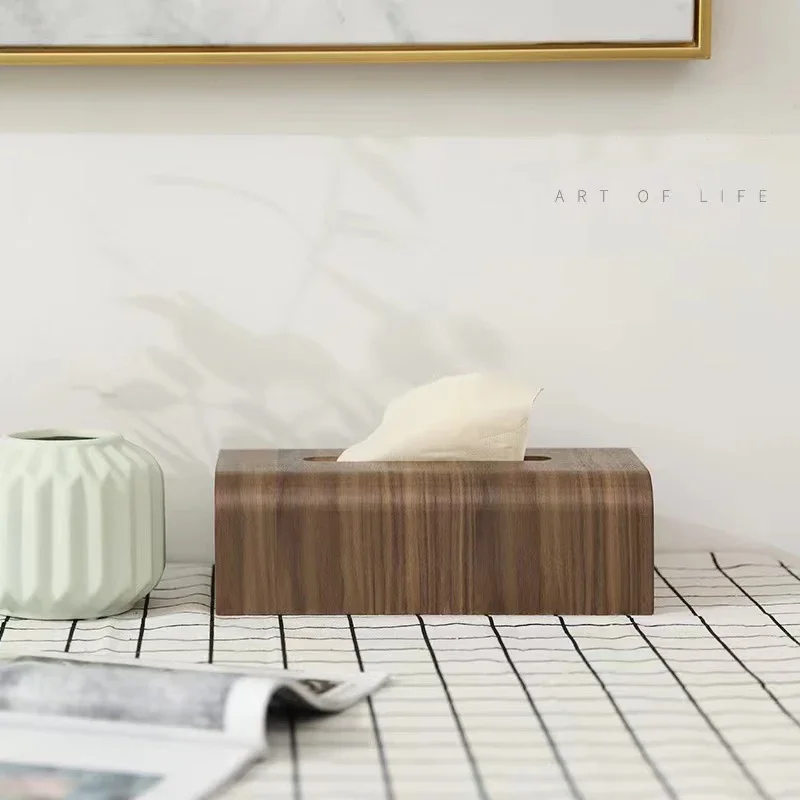 Simple Living Room Tissue Box Walnut Wood Bathroom Paper Box Table Desktop Storage Box Wooden Tissue Case Kitchen Accessories