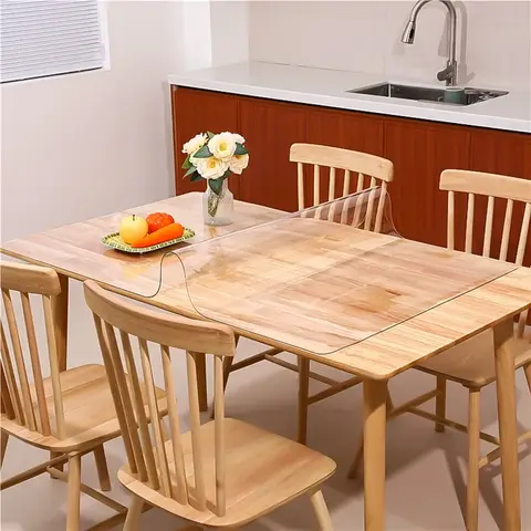 Transparent Soft Glass PVC Tablecloth, Heat-Resistant, Waterproof, Oil-Resistant, Wear-Resistant Table Mat, 1 Piece