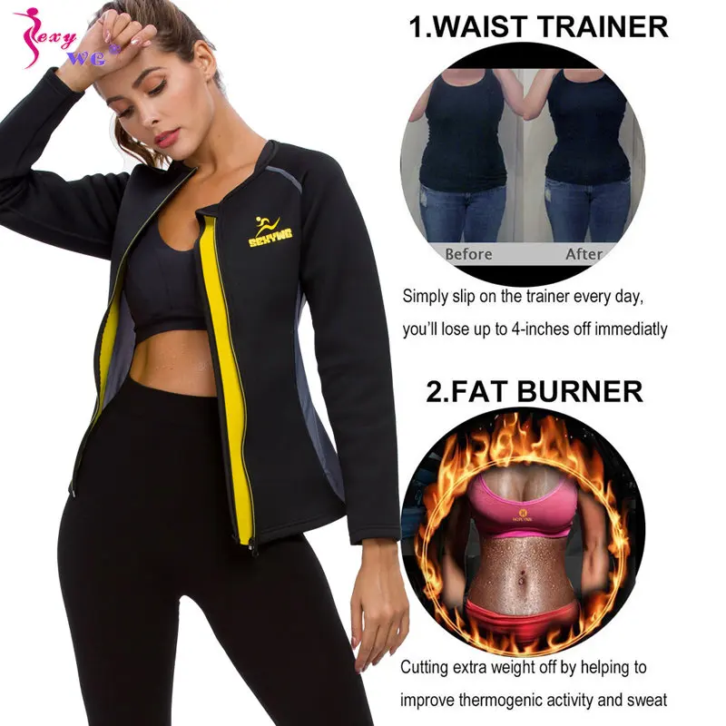 SEXYWG Sauna Top for Women Weight Loss Shirt Slimming Body Shaper for Woman Fitness Long Sleeve Workout Sport Gym Sportwear