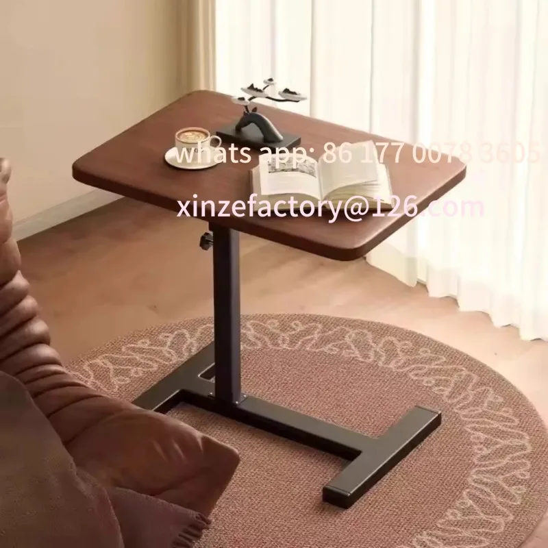 

Customizable Stainless Steel Small Edge Table, Bedside Table Household Mobile Desk Bedroom with Wheels Easy Lifting Learning