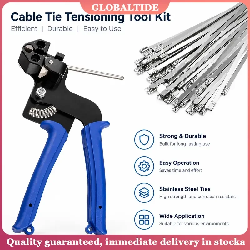 1PC Stainless Steel Cable Tie Gun PG100 Heavy Duty Metal Zip Ties 304 Steel Tensile Strength Self-Locking Resistant