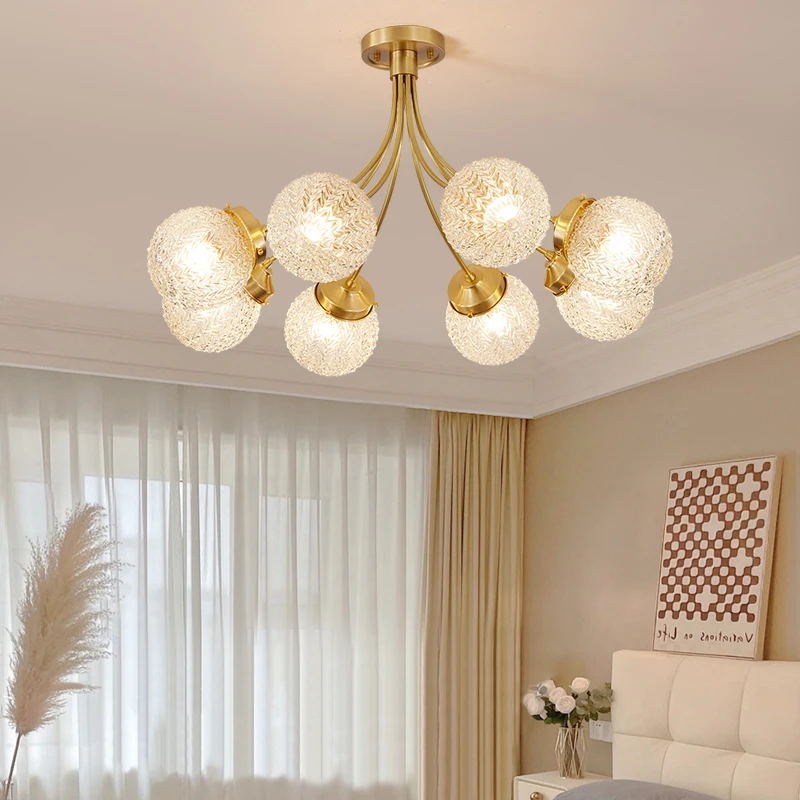 Nordic Koperen Led Kroonluchter Glazen Lamp Voor Woonkamer Slaapkamer Keuken Studie Plafond Hangende Verlichting Glans Woondecoratie