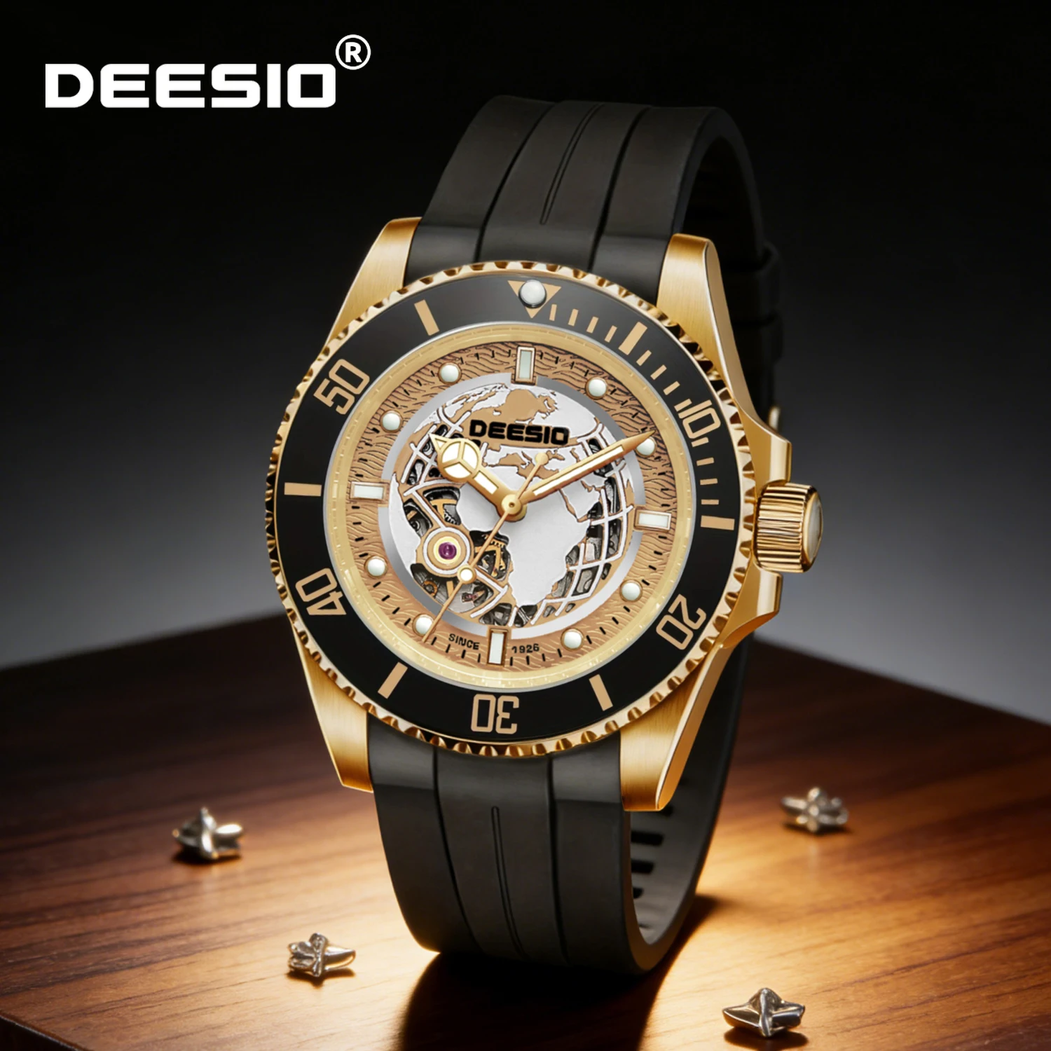 

Deesio Men's Luxury Automatic Mechanical Watch 316 Stainless Steel Skeleton Dial Water-Resistant Business Formal Watches