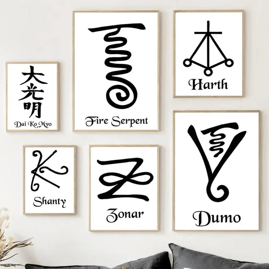 

Reiki Cho Ku Rei Sei He Ki Symbol Chakra Energy Wall Art Canvas Painting Nordic Posters And Print Pictures For Living Room Decor