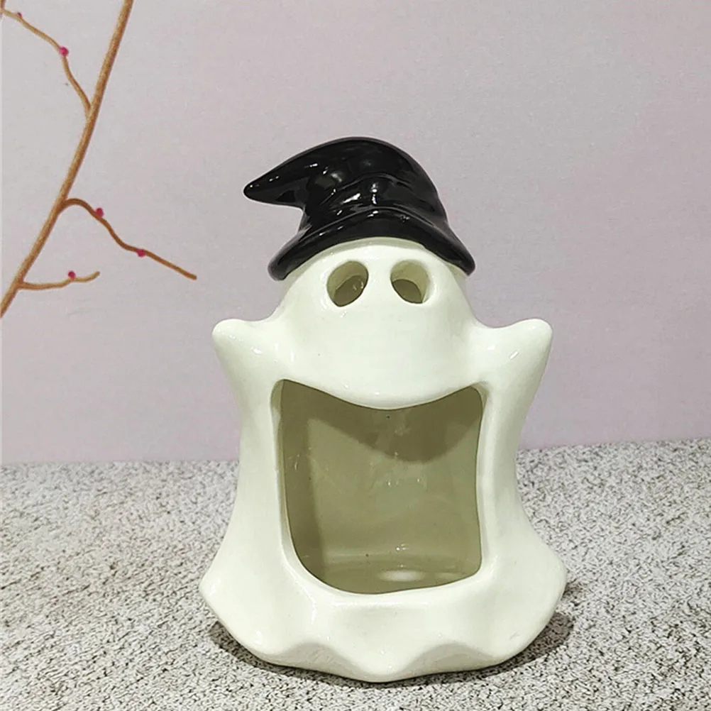 

2 Pcs Ceramic Ghost Holder Decoration House Tealight Holders Decorative Halloween