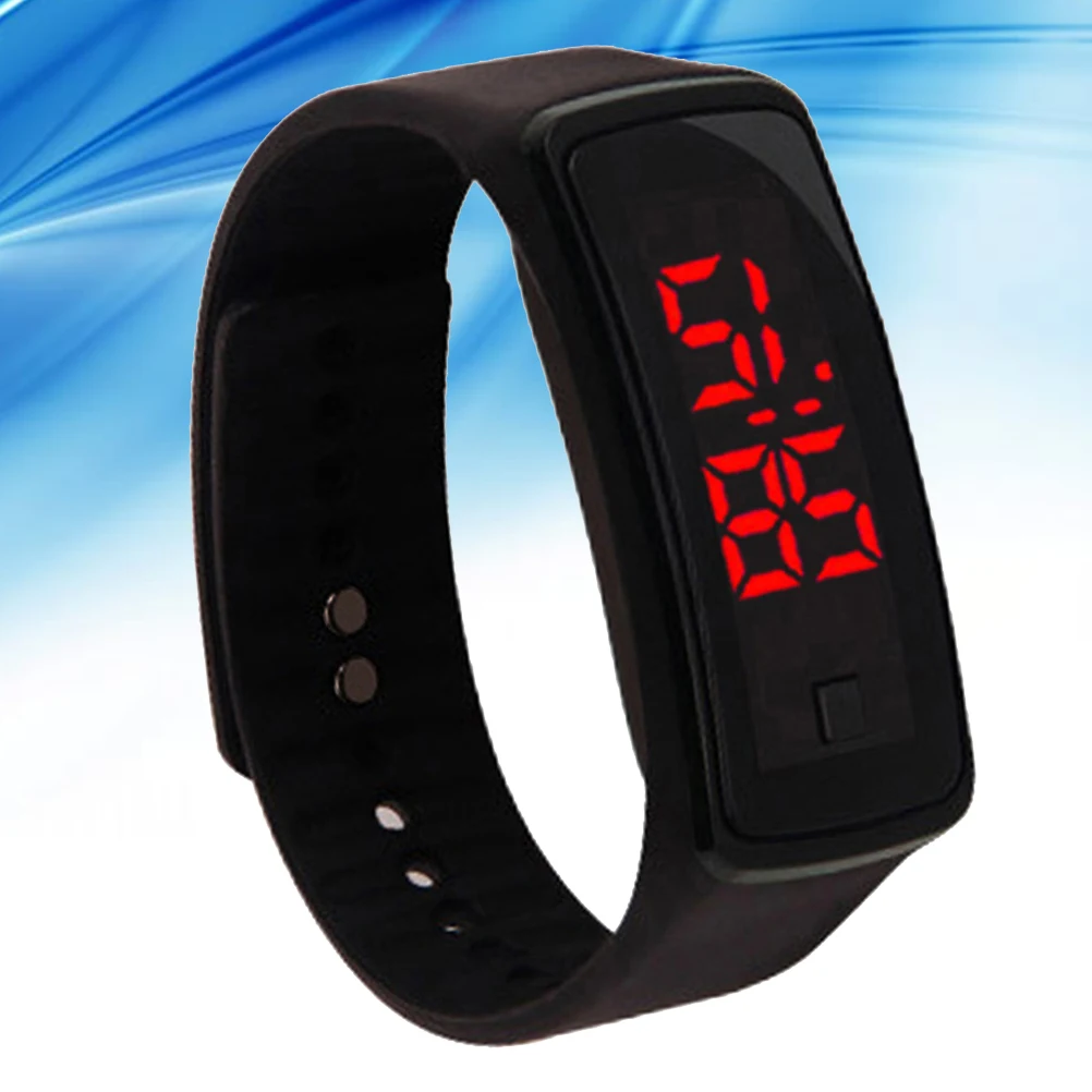 

LED Digital Watch Clear Screen Adjustable Silicone B Unisex Power Saving Mode Children Outdoor Wrist Time Setting Graduation