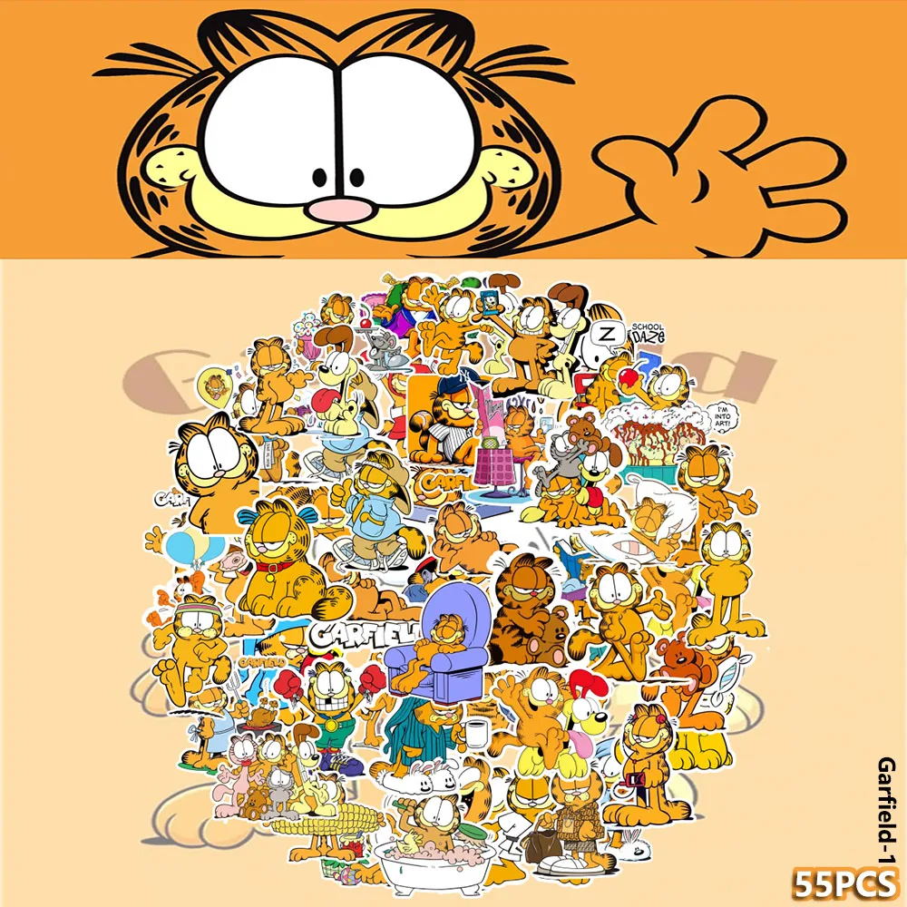 Cute Orange Cartoon Cat Waterproof Stickers DIY Decals for Phone Case Laptop Water Bottle Scrapbook Journal Decor