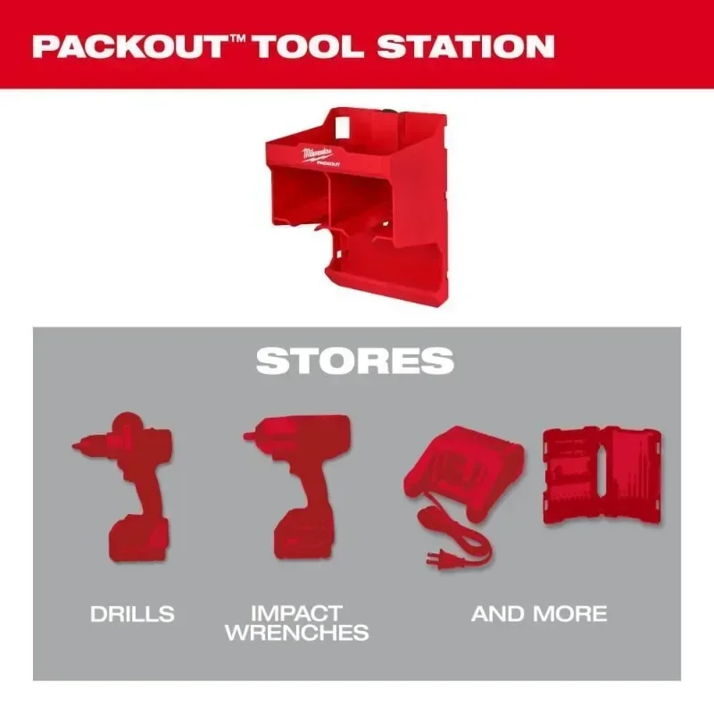 Milwaukee PACKOUT™ Tool Station Tool Storage Bit Charger Spare Parts Convenient Style Tool Slot MILWAUKEE Tools 48-22-8343