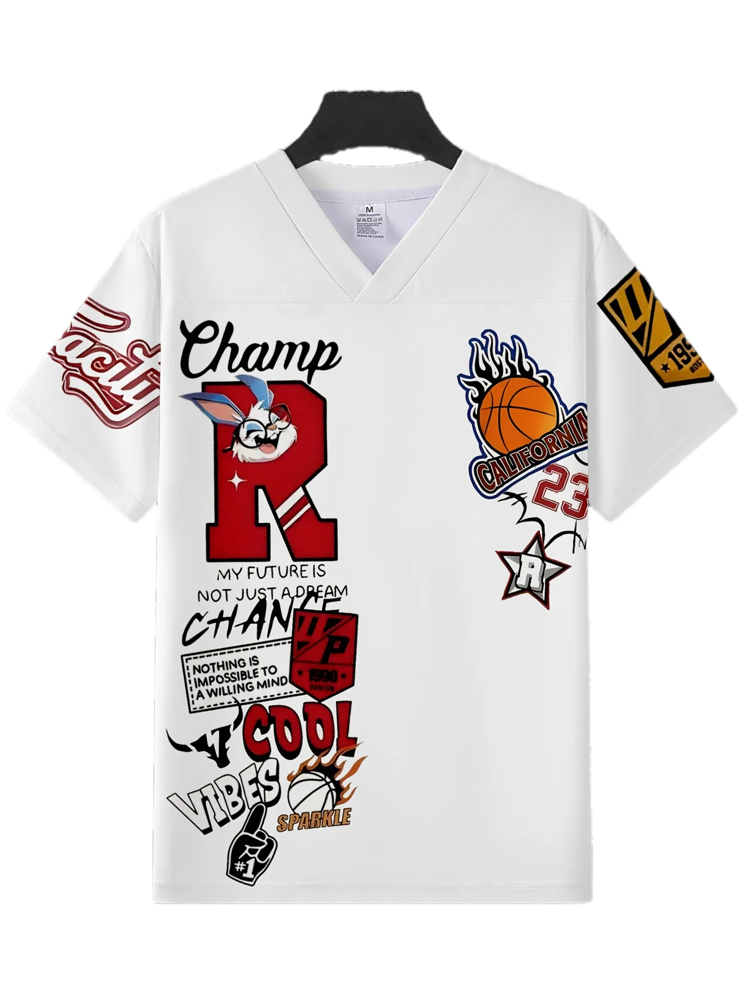 

Повседневная футболка с коротким рукавом и рисунком «Champion» и баскетбольным кольцом, всесезонный комфорт, баскетбольная рубашка, удобная посадка