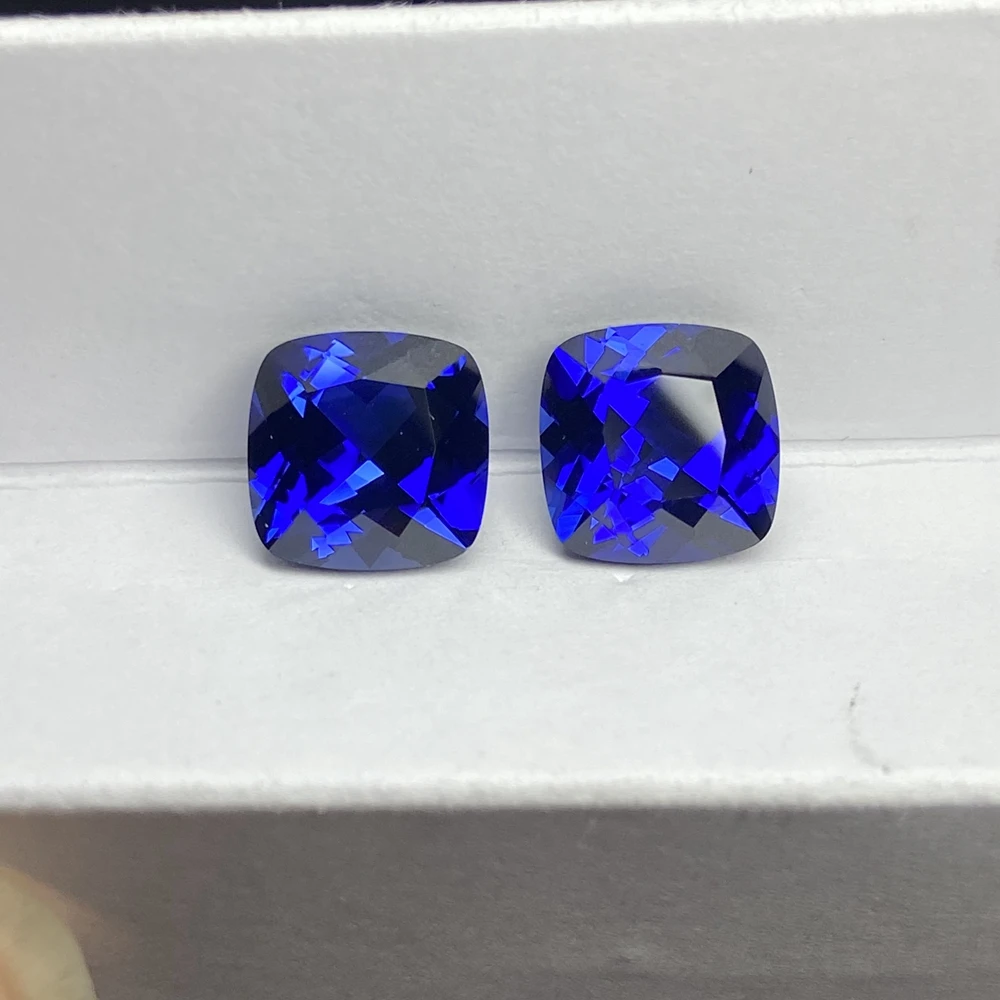 Cushion Corundum Gemstone 34# Royal Blue Corundum Sapphire 12x12mm Synthetic Loose Gemstones