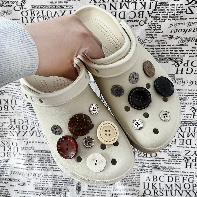 

Wooden Button Series Adornment for Clogs Sandals Lovely Footwear Decoration DIY Funny Charms for Crocs Hot Kids Boys Girls Gifts