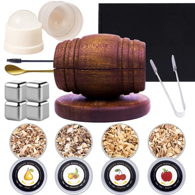 

Новая модель набора для курения коктейлей в бочке с деревянными чипсами-4 вкуса старомодный набор для курильщика для напитков для бара, напитков, кухни 2025