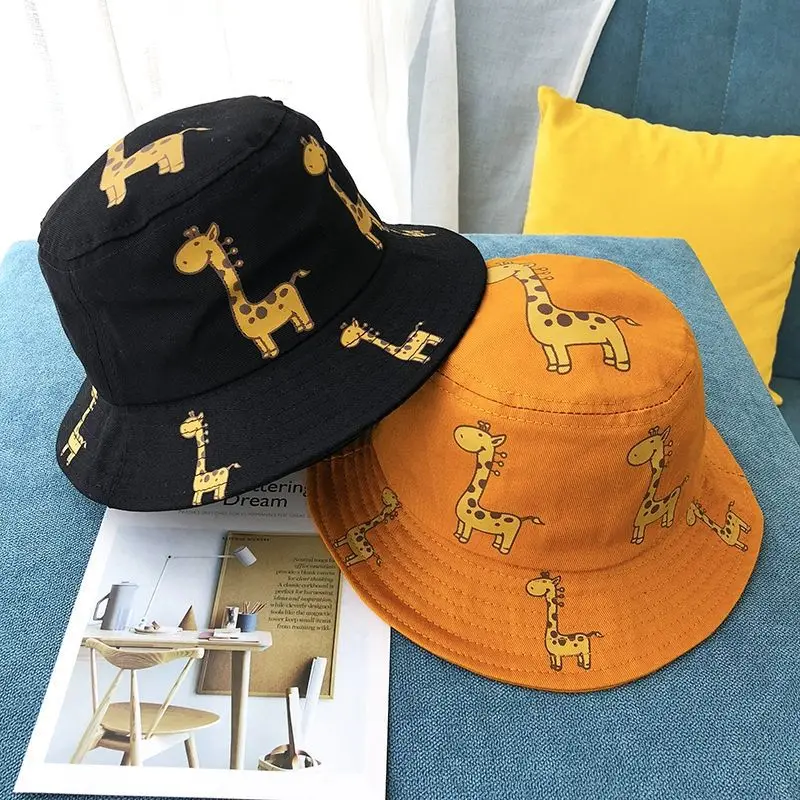 Summer Children Panama Hat Autumn Cartoon giraffe Girls Sun Hat Boys Outdoor Beach Hat Bucket Camping Fishing Cap 5M to 2Y