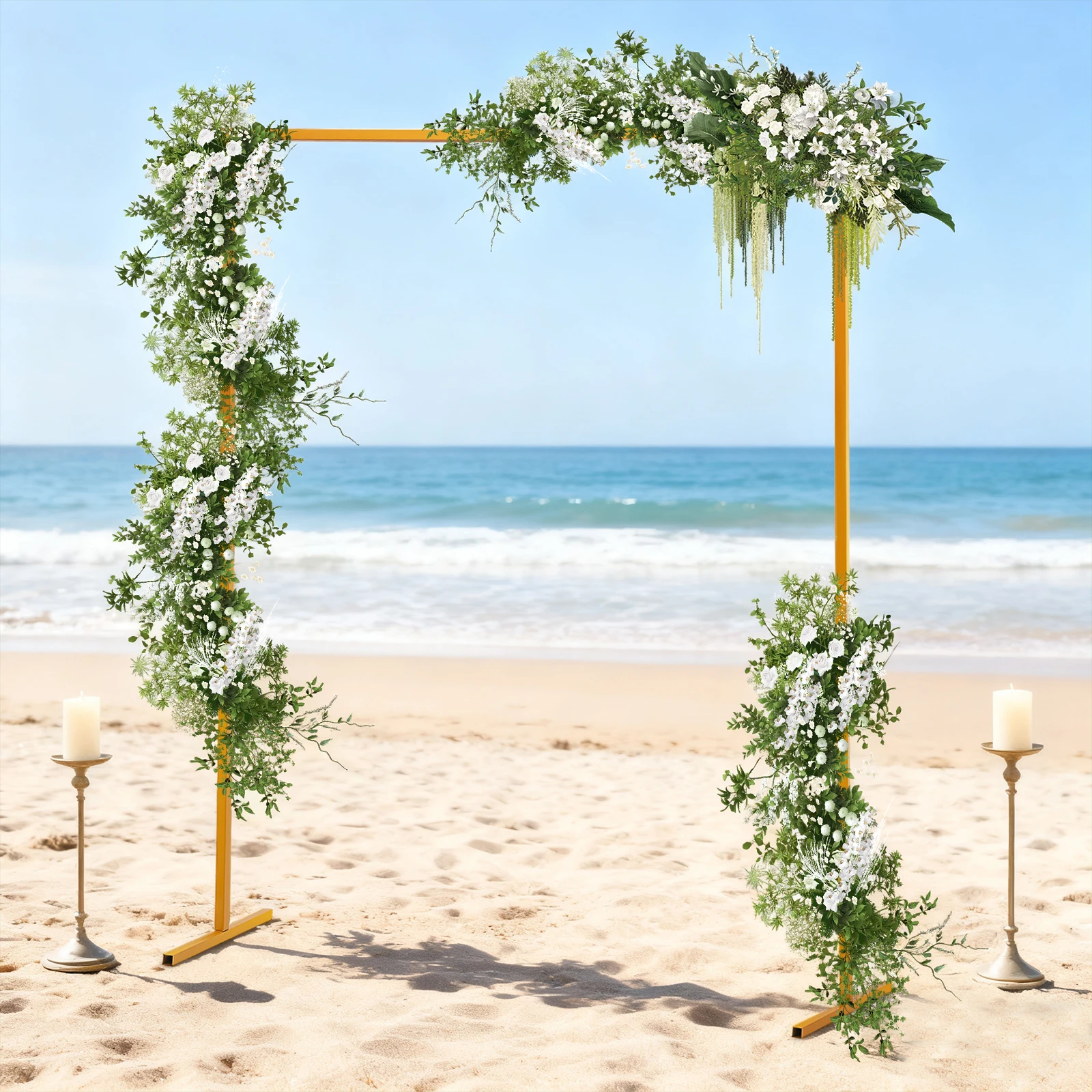 

Металлическая прямоугольная стойка-арка для свадебного декора 6.6*4.9 футов, для садовых вечеринок, фон для фотосессий, для цветов и шаров