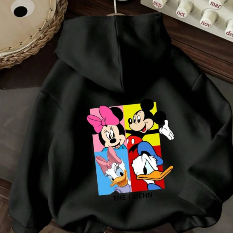 Felpa con cappuccio Topolino, Minnie Mouse, felpa con cappuccio stampata Quehn, abbigliamento casual Four Seasons, tessuto morbido e confortevole, lavabile in lavatrice