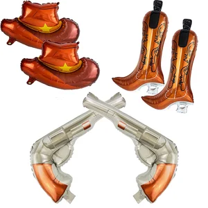 Cowboy -Party -Folienballon, Cowboy -Stiefel, Cowboyhüte, Revolverballons, Kuh aufblasbare Spielsachen, Geburtstagsdekoration, 2pcs 8 Hauptverkäufe flbble Kuh - №8
