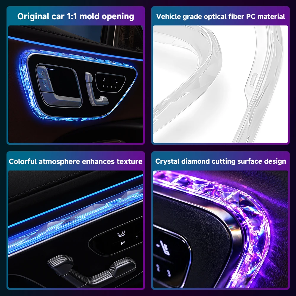 Für Mercedes Benz C E S Klasse W206 W214 W223 CLE GLC X254 EQE EQS Kristall-Autotürbeleuchtungsrahmen & Leseleuchten-Zierleisten Zubehör – Detail 9