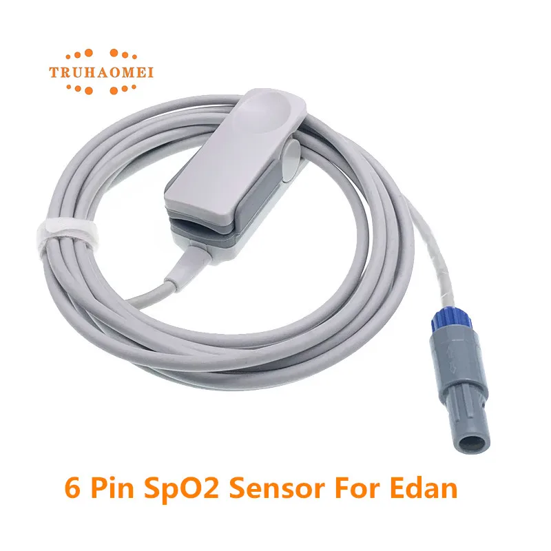 For Edan Creative Contec CMS9000 SpO2 Sensor 6 Pin Reusable SAO2 Probe Neonate Adult M3A M9 M8A iM9 iM80