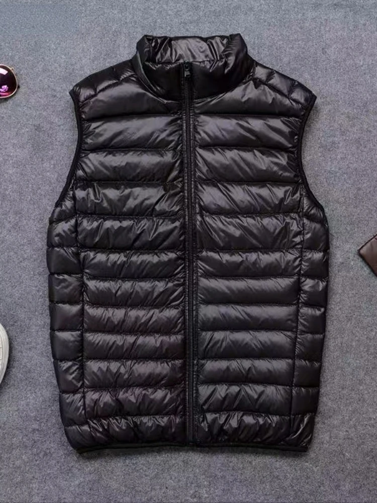 Męska kamizelka puchowa zimowa, luźna kurtka puchowa z lekkimi piórami Ciepła męska kamizelka puchowa Plus Simple Solid Color Jacket Vest — zdjęcie 2