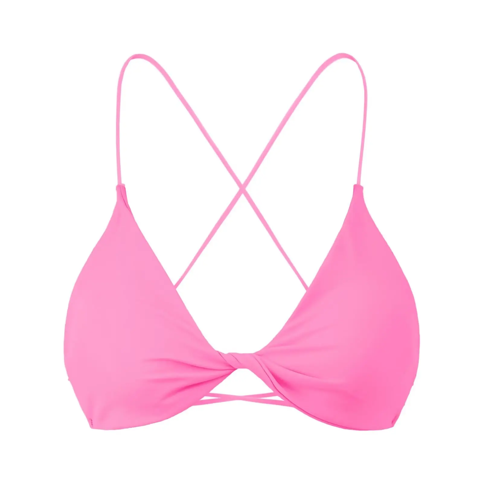 Seksowny top damski na ramiączkach typu bikini, z wkładkami w biuście, idealny na lato, do jogi, sportowy, obcisła bielizna, z nylonu, o długości ort, w jednolitym kolorze.