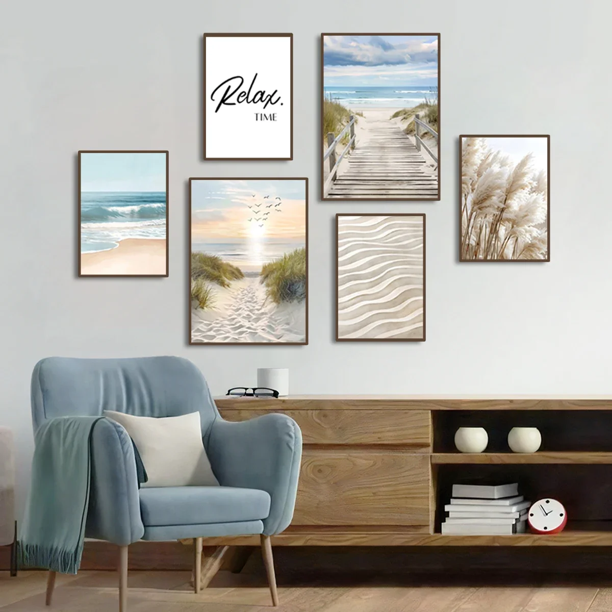 Multi-size 1PC frameless high-definition decorative paintings,Summer Beach Seascape Poster Wall Art Canvas Painting Bridge Leave