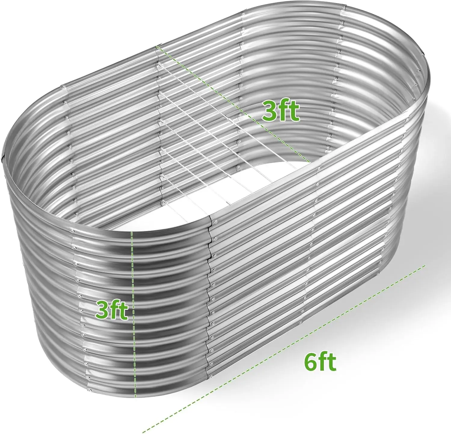 Outdoor Gardening Galvanized Metal Planter Box in Classic Silver, Large Capacity and 3ft Tall, Durable for Vegetables view 2