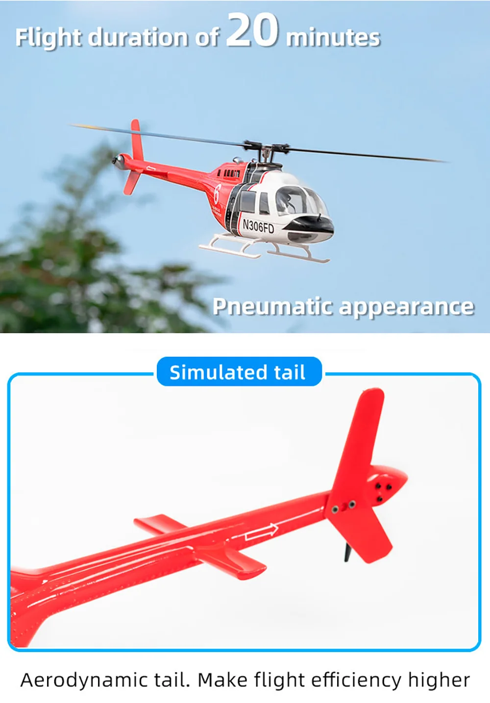 FLY WING Bell 206 6CH Brushless Scale GPS Altitude Hold One-Key Return Helicopter Two Rotor Blade With H1 Flight Controller