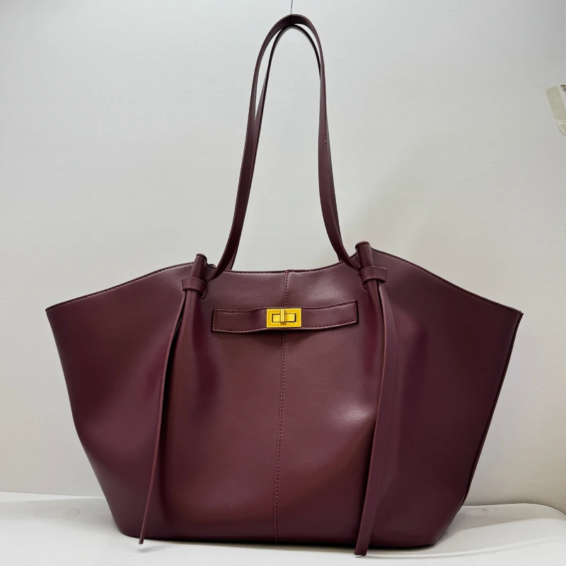 

Bat Wing Style Tote Bag,Women Luxury Large Capacity Buckle Shoulder Bag,Commuter Work Shopping Everyday Handbag,Black,Burgundy