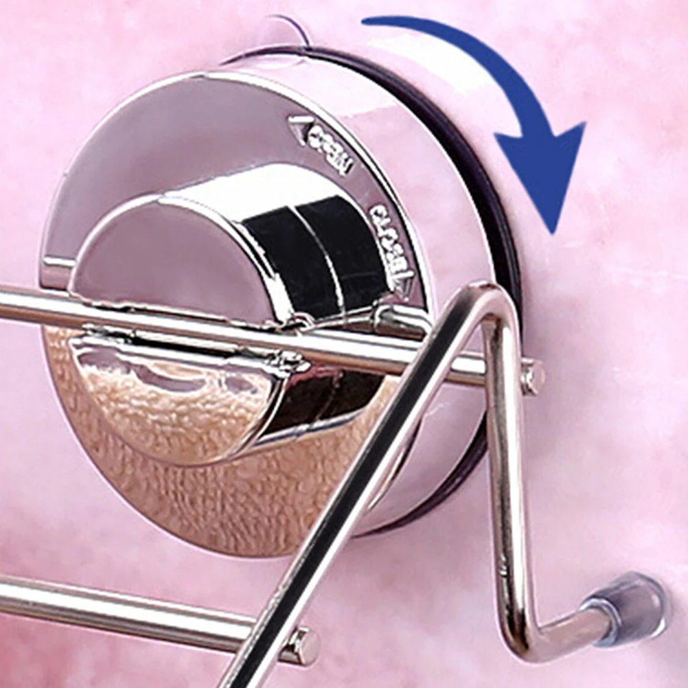 

Stainless Steel Double Pole Rack Bathroom Accessories Wall Mounted Towel Hanger No Drilling Strong Adsorption Vacuum