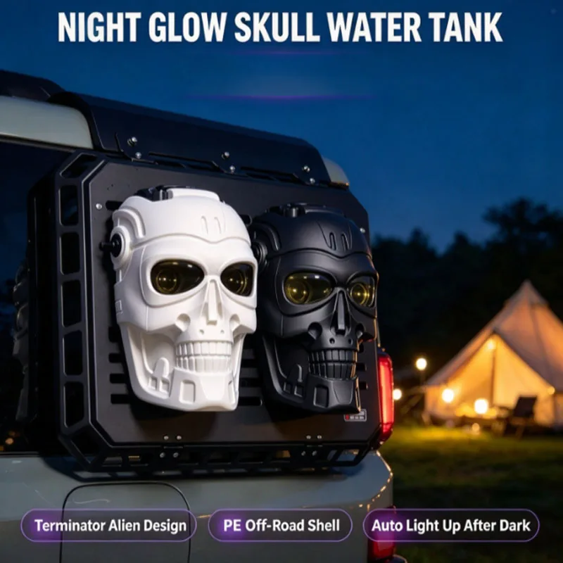 Skull Halloween Style Motorcycle 6L Portable Plastic Can Gas Fuel Tank Emergency Backup SUV Petrol Diesel Storage Gas Water Tank