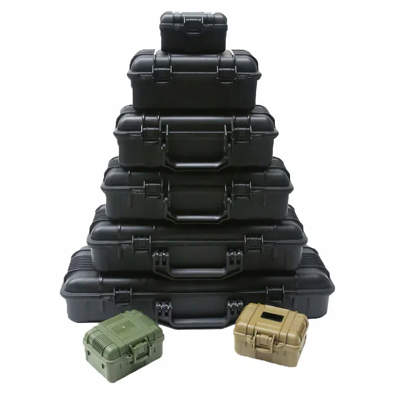1pc Waterproof Shockproof Hard Protective Case with Sponge, Portable Carry Storage Box for Camera, Instruments and Tools