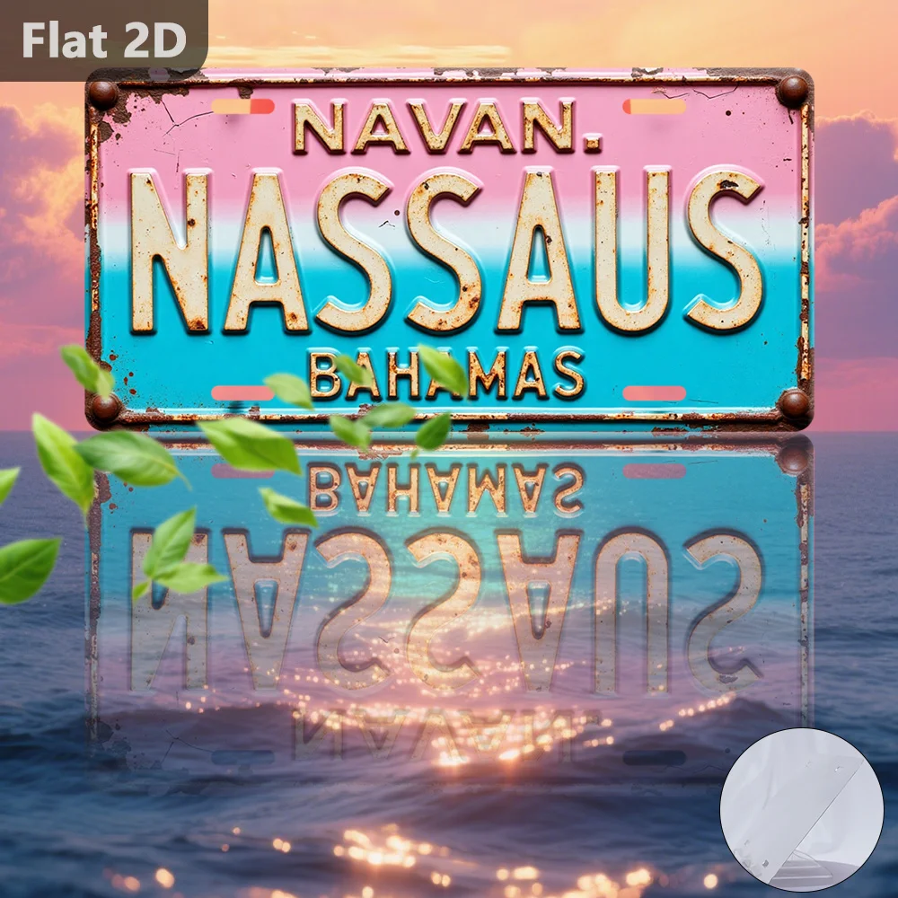 2D Flat,1pc for Decorative Purposes Solely, Outdoor Signs And Wall Decoration,Sign NAVAN NASSAU BAHAMAS, Retro Home Decoration