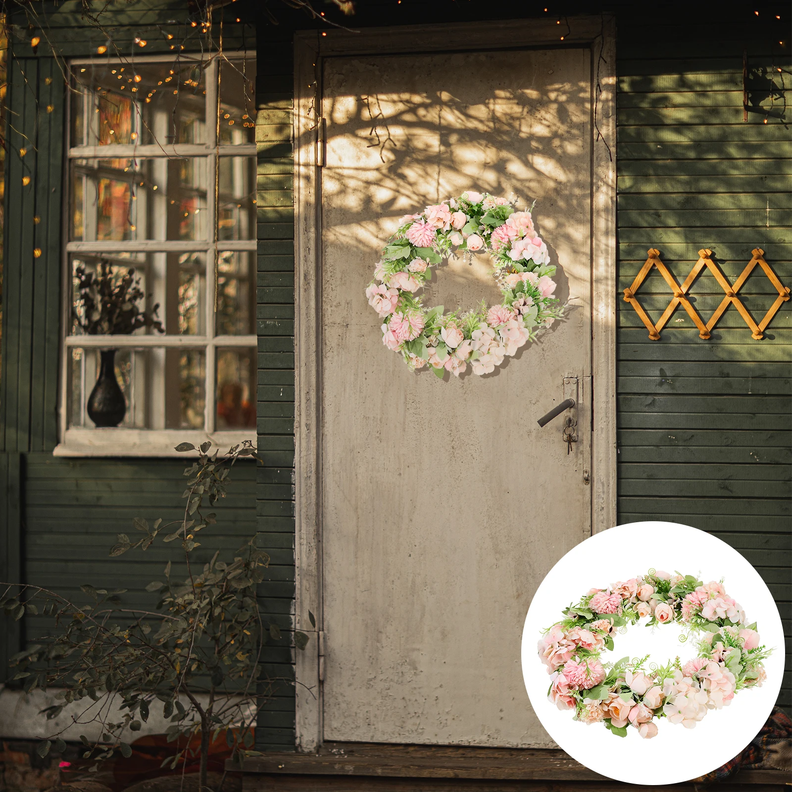 

Premium Artificial Peony Garland Autumn Wreath For Front Door Wall Window Decor Pink Hanging Elegant Simulated Wedding Festival